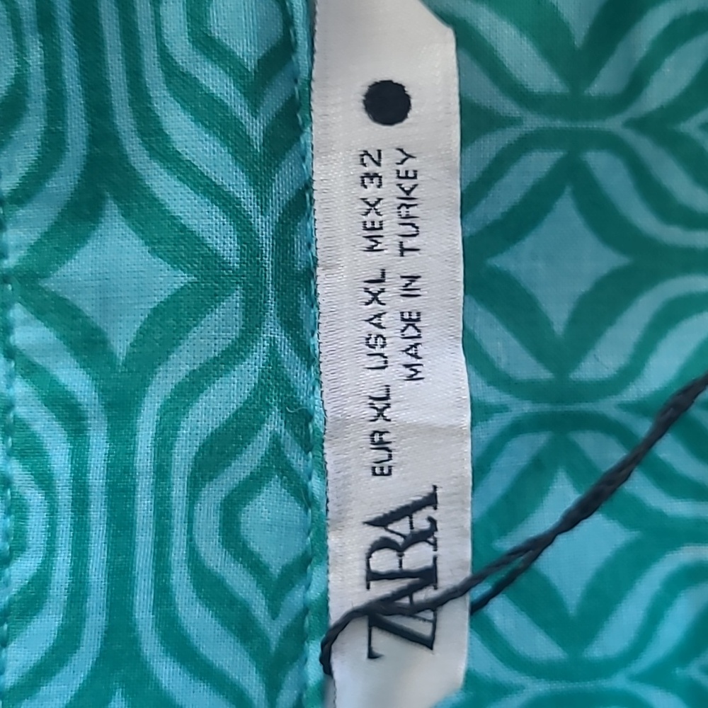 Zara Turquoise Patterned Top XL - Picture 2 of 5